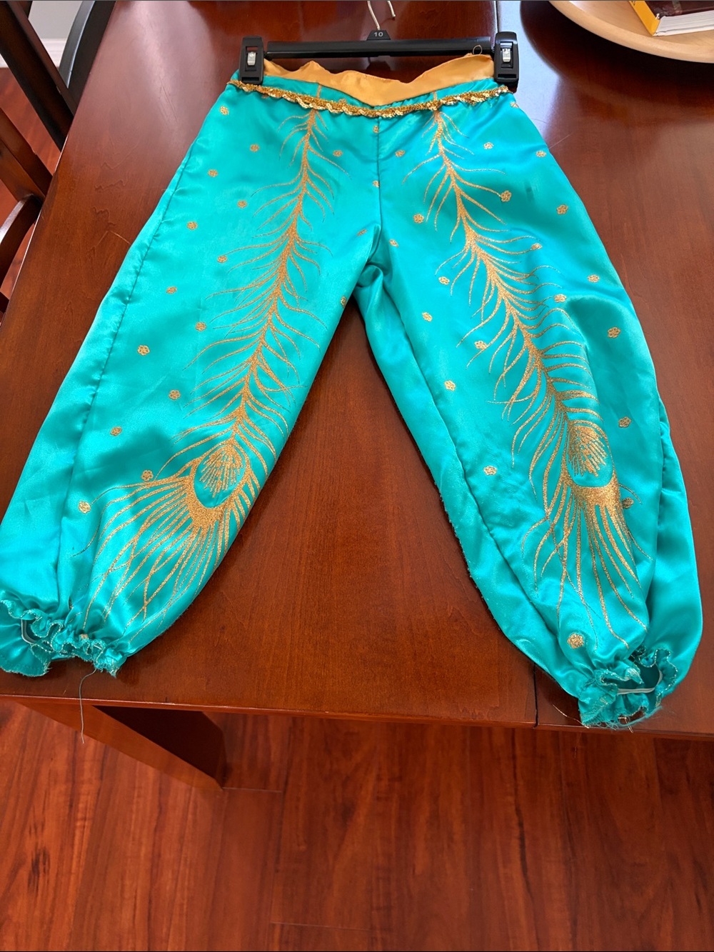 Disney Teal and Gold Embellished Harem Pants